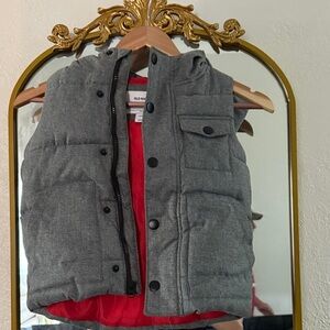 Old Navy Gray Puffer Vest with Red Interior